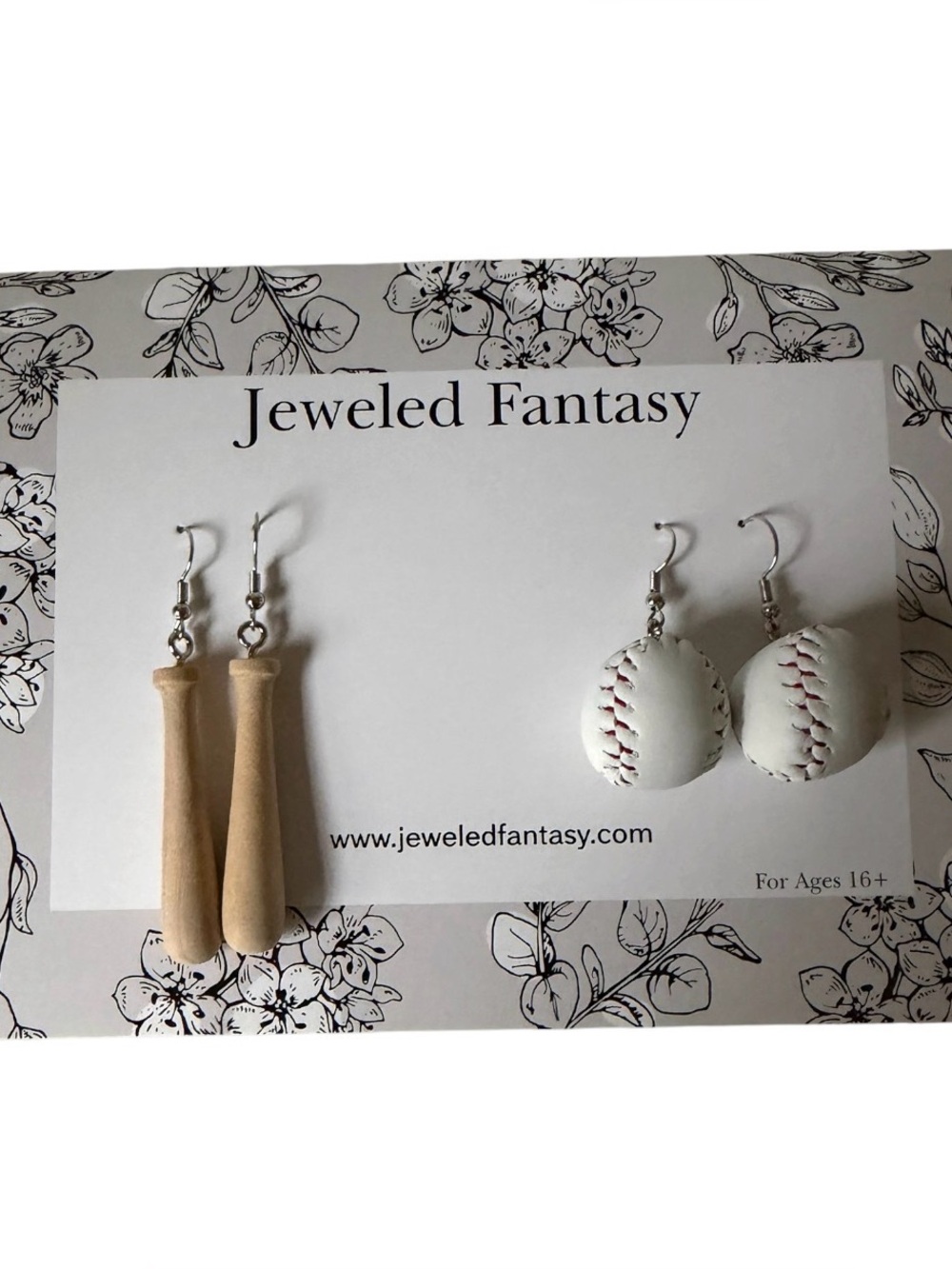 Jeweled Fantasy Baseball Earring Set